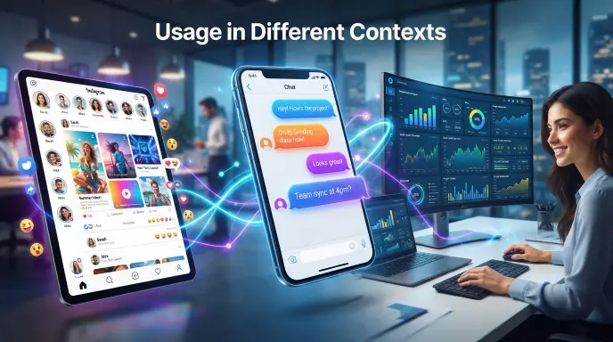 Usage in Different Contexts: Chat, Social Media, and Professional Fields