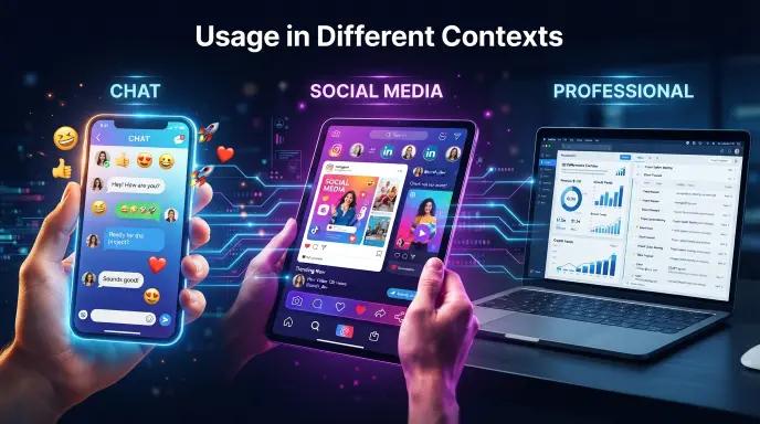 Usage in Different Contexts: Chat, Social Media, and Professional Fields